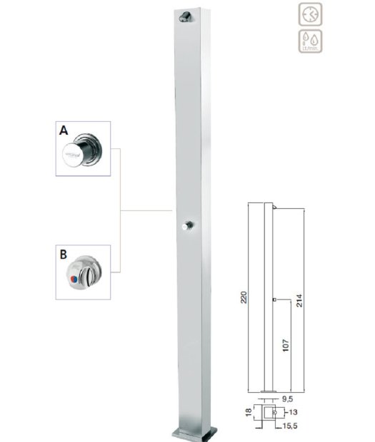 columna ducha piscina aisi316 con temporizado
