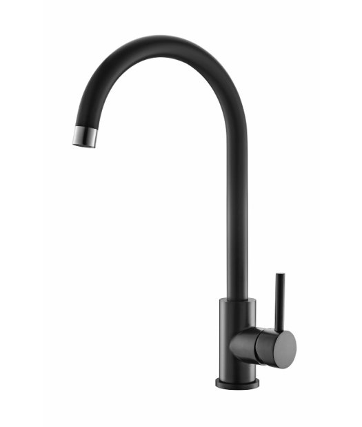 monomando adf cenxifregadero negro acero inox 304 ca�o cisne alto
