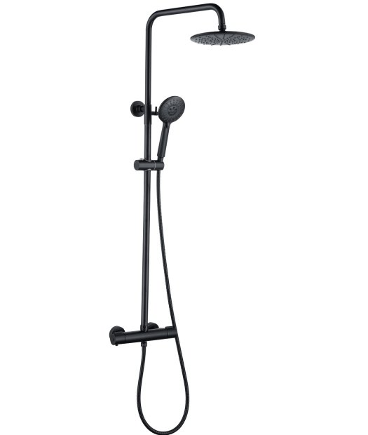 kit de ducha adf sparta termostico negro redondo